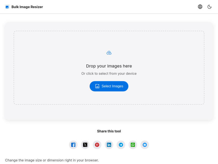 bulkresizeimages.com Landing Page