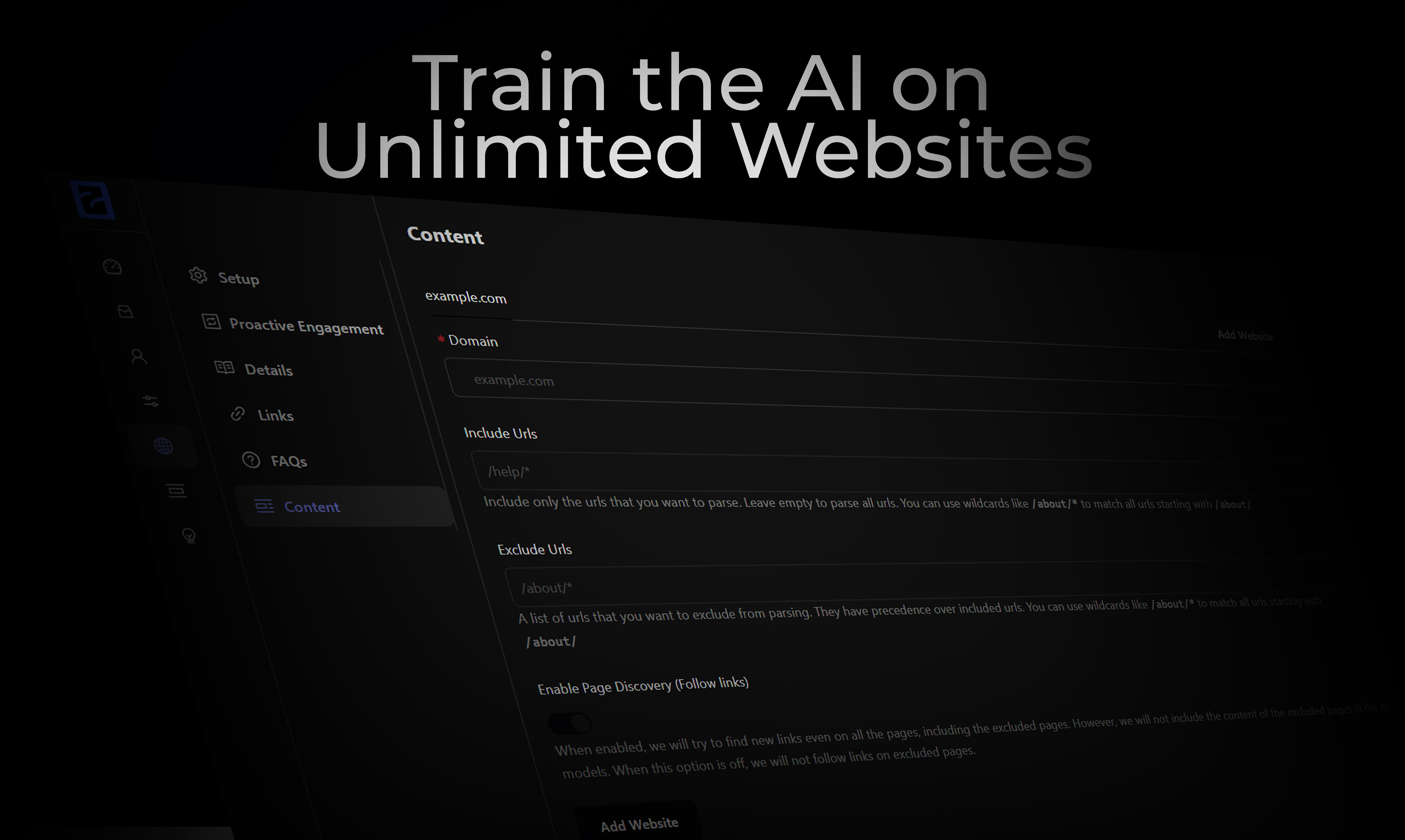 Zupport Train the AI on Unlimited Websites
