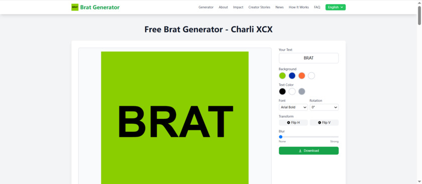 brat-generator.top Landing Page