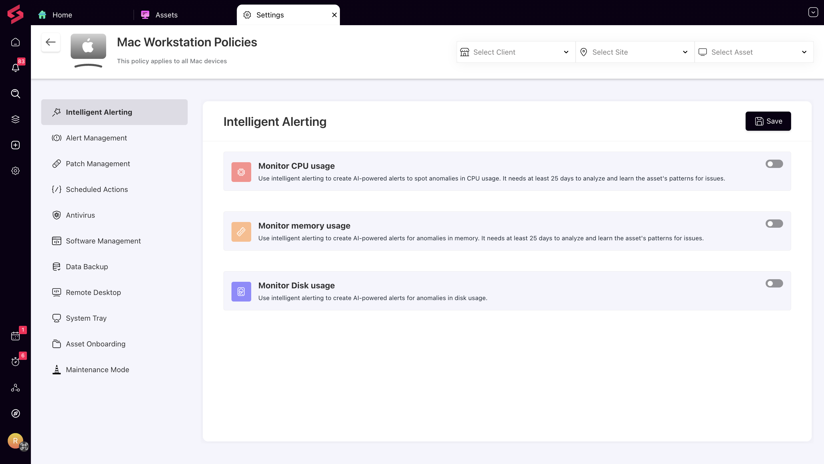 SuperOps.ai Policy Management 