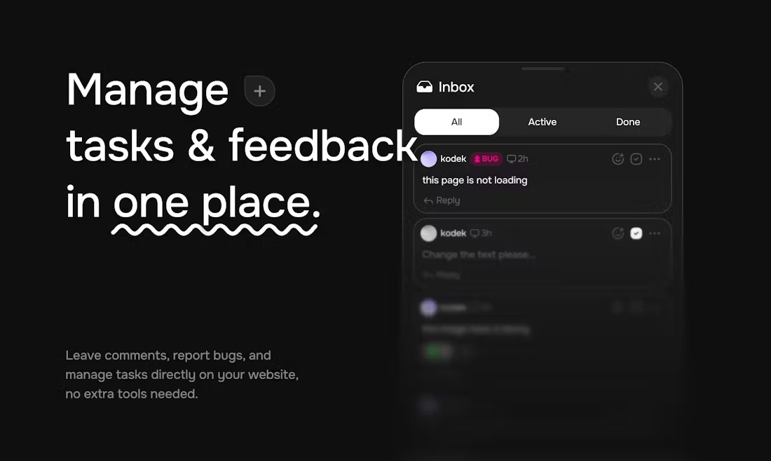 Toolbar Comment & track issues directly on your website