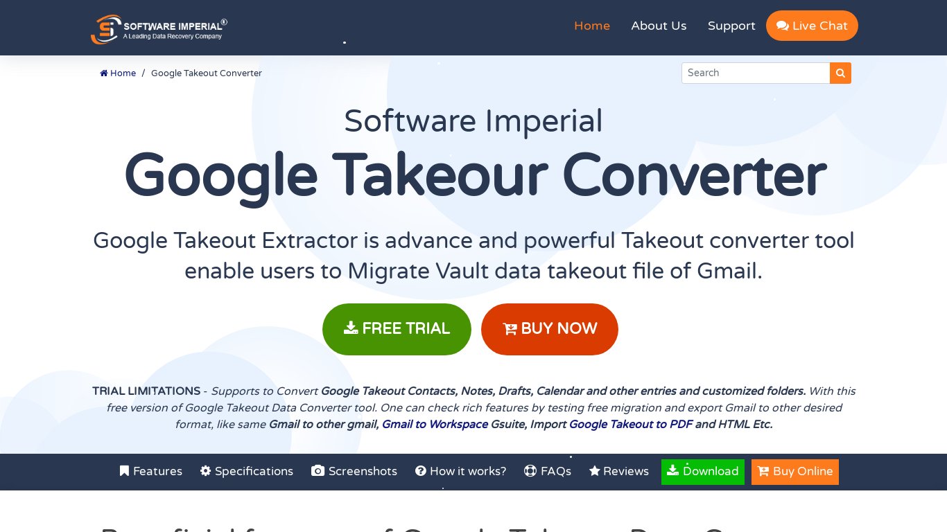 Google Takeout File Converter Landing page