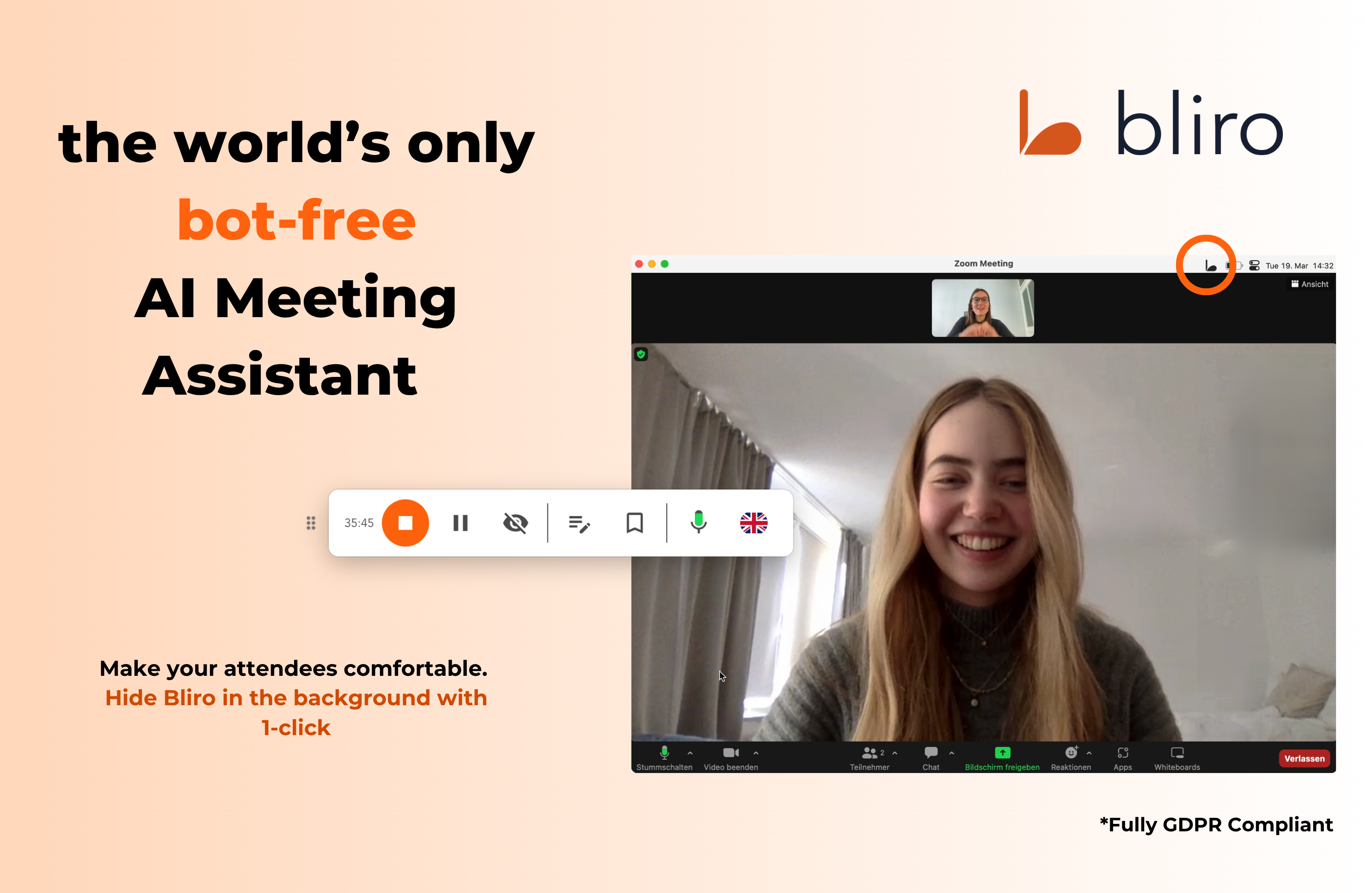 bliro Transcribe and Summarize your calls and meetings using AI with the completely INVISIBLE Bliro desktop app.