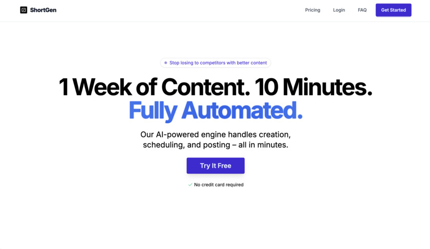 ShortGen Landing Page