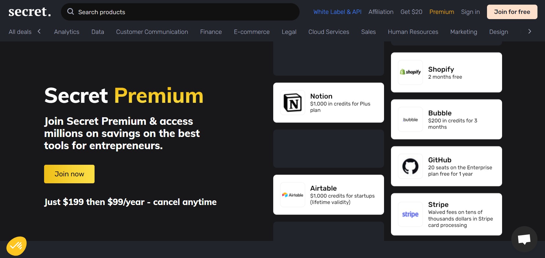 Join Secret Save thousands of dollars on the essential SaaS tools your business needs to GROW