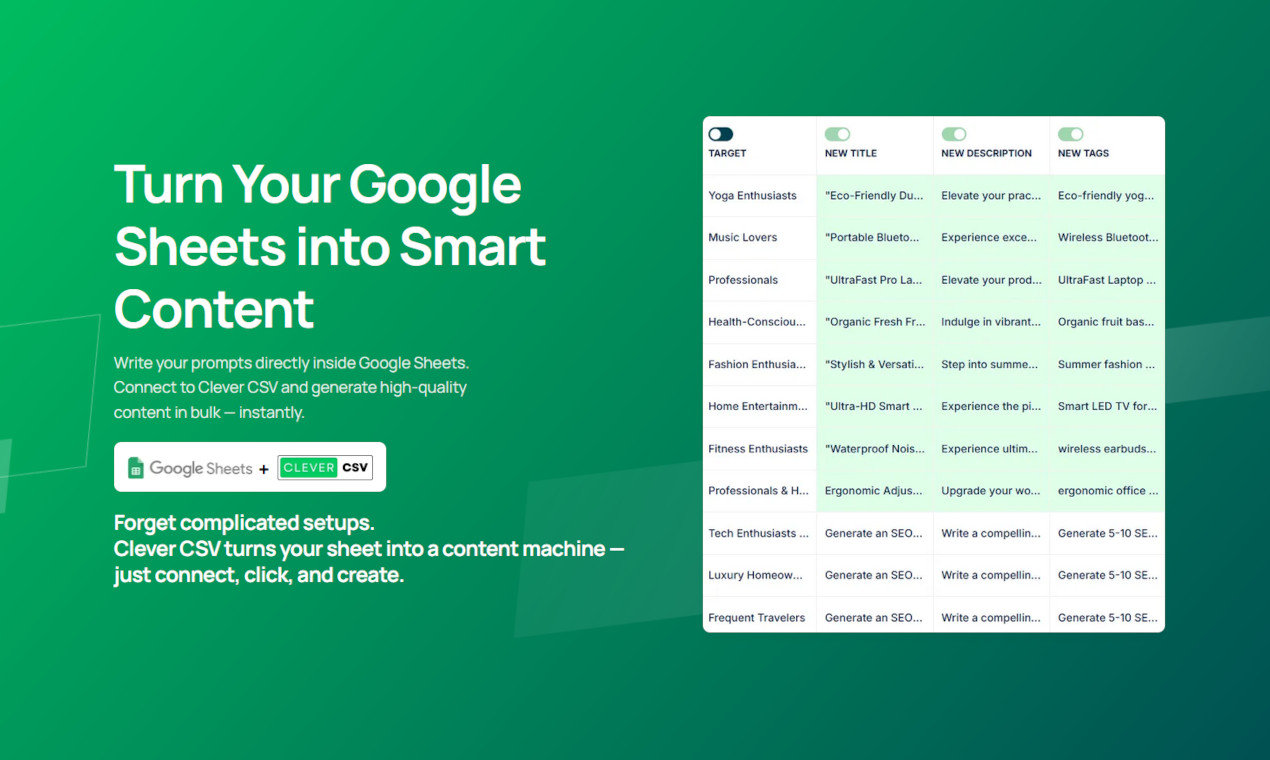 Clever CSV Google Sheets AI