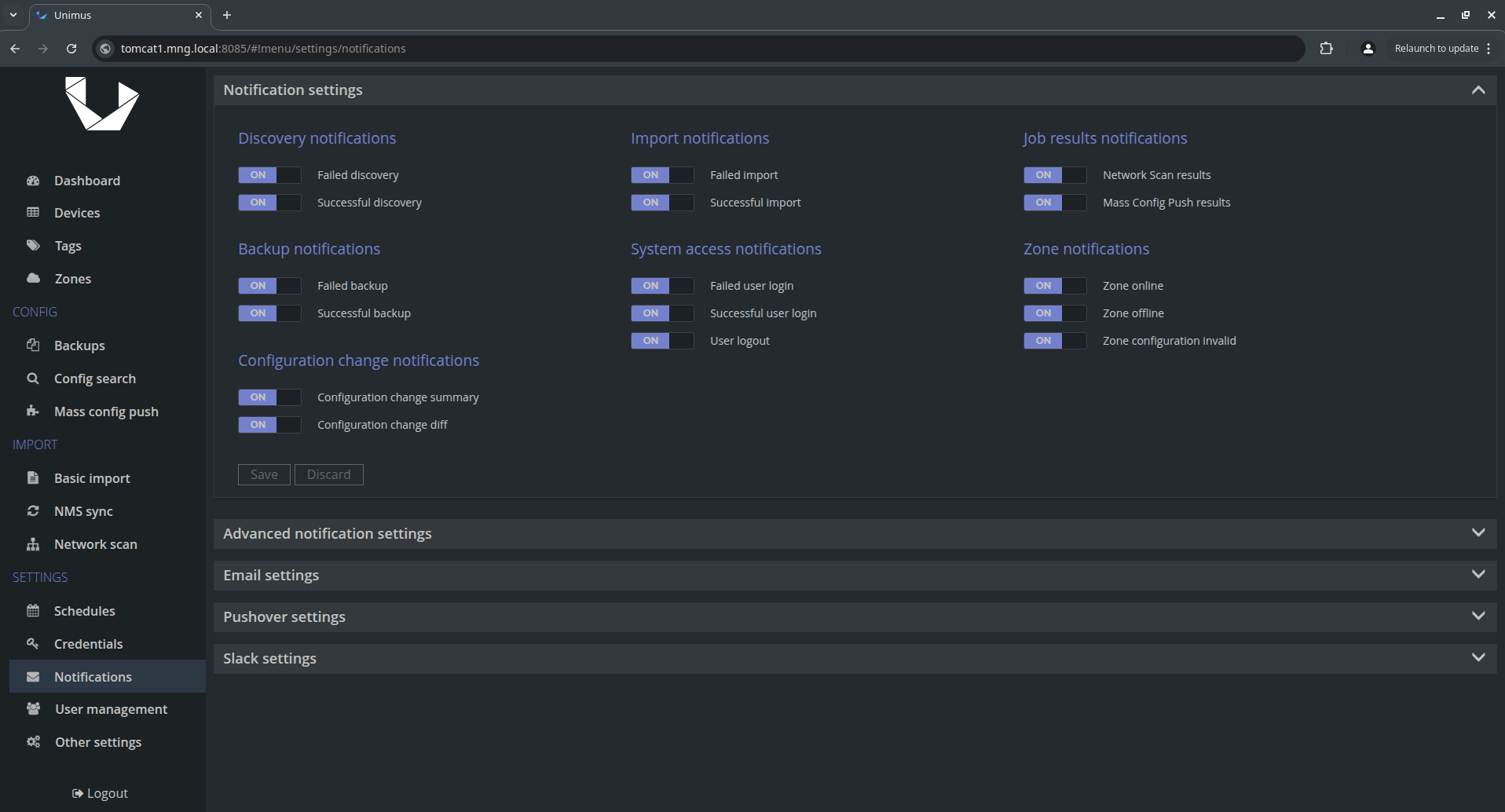 Unimus Notifications