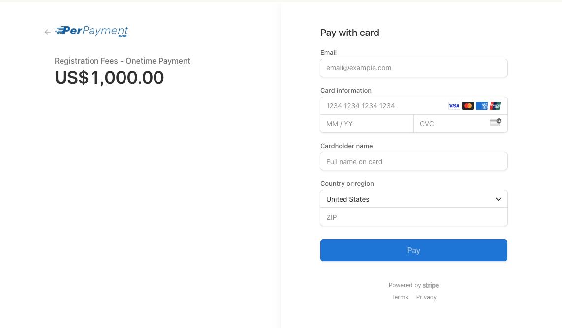 PerPayment PerPayment Stripe Payment Page