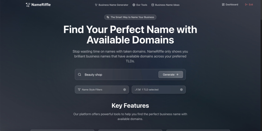 NameRiffle Landing Page