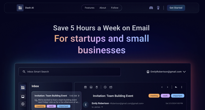GetDash AI Dash AI Email Platform to save time