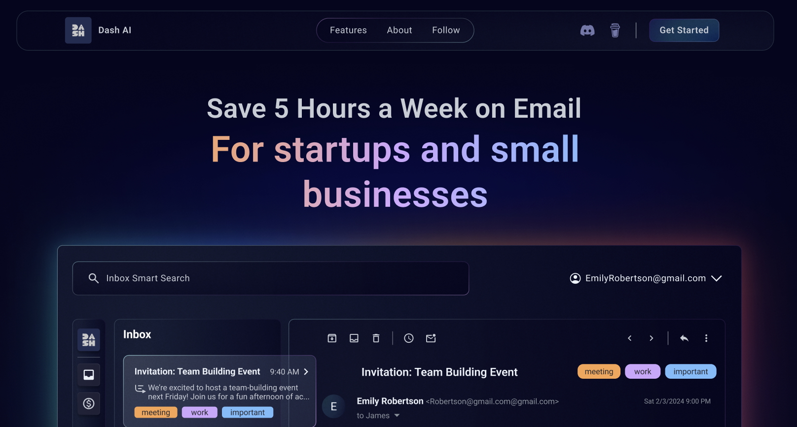 GetDash AI Dash AI Email Platform to save time