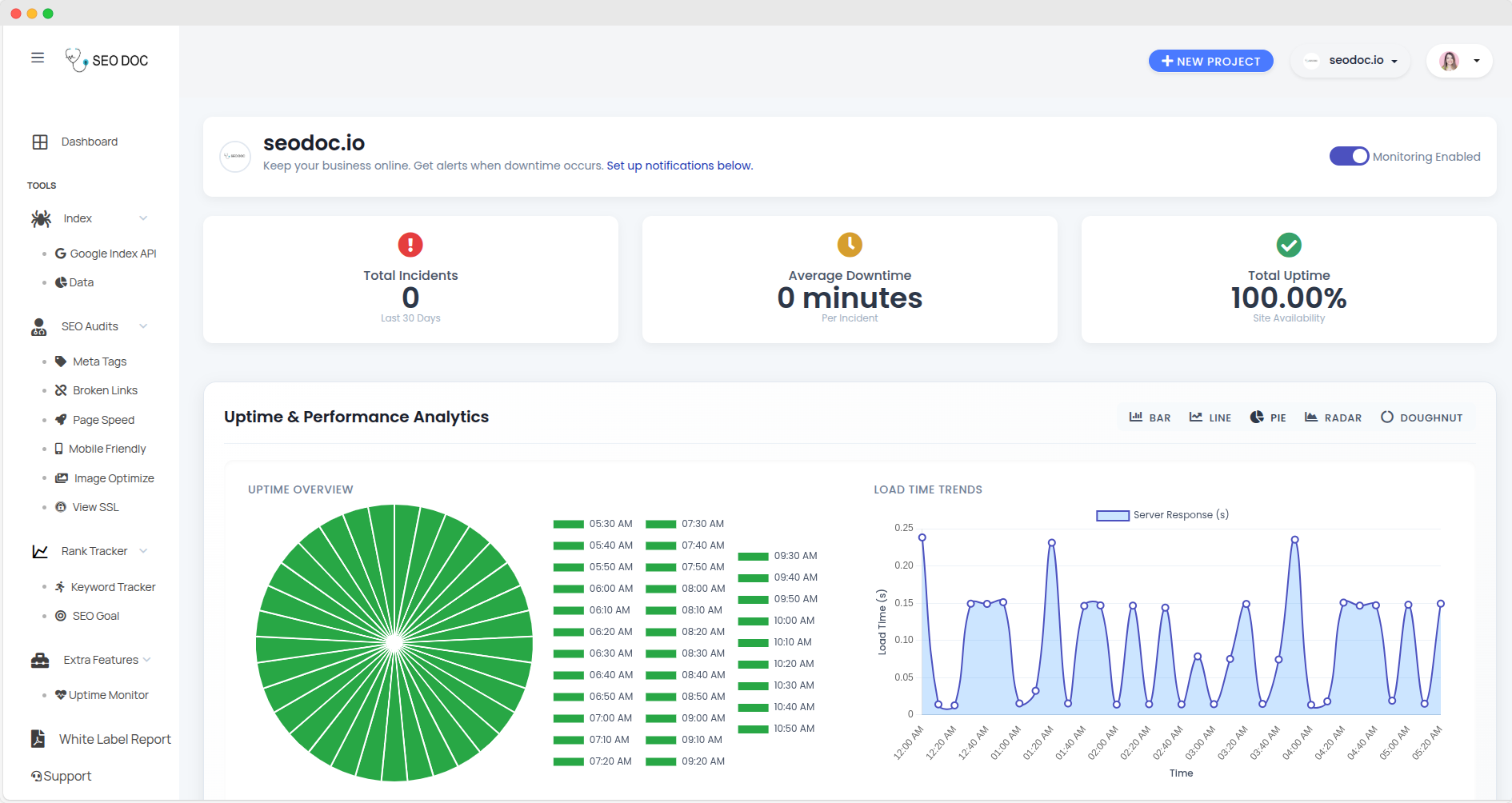 SEODoC Website Uptime Tracker