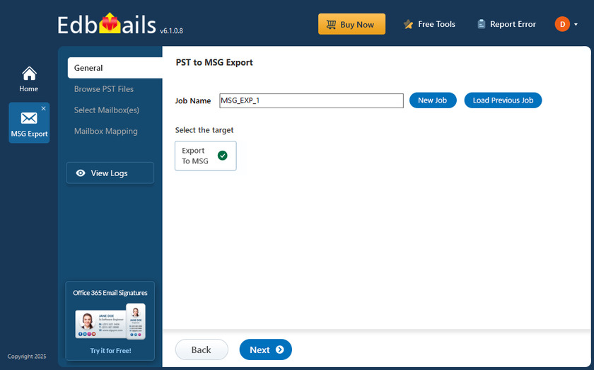 EdbMails PST to MSG Converter Landing Page