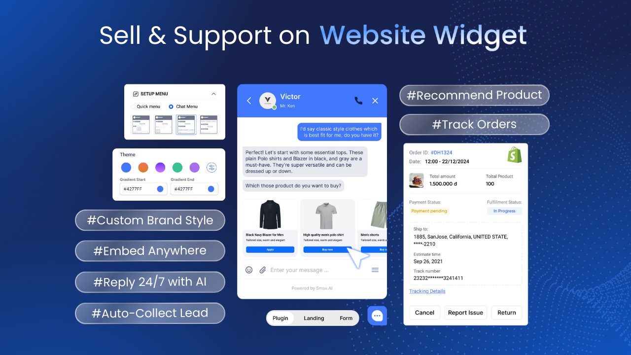 Smax AI Sell and Support on Website Widget