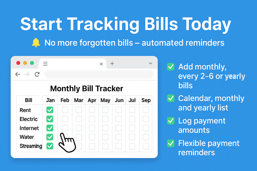 Bill Organizer Landing Page