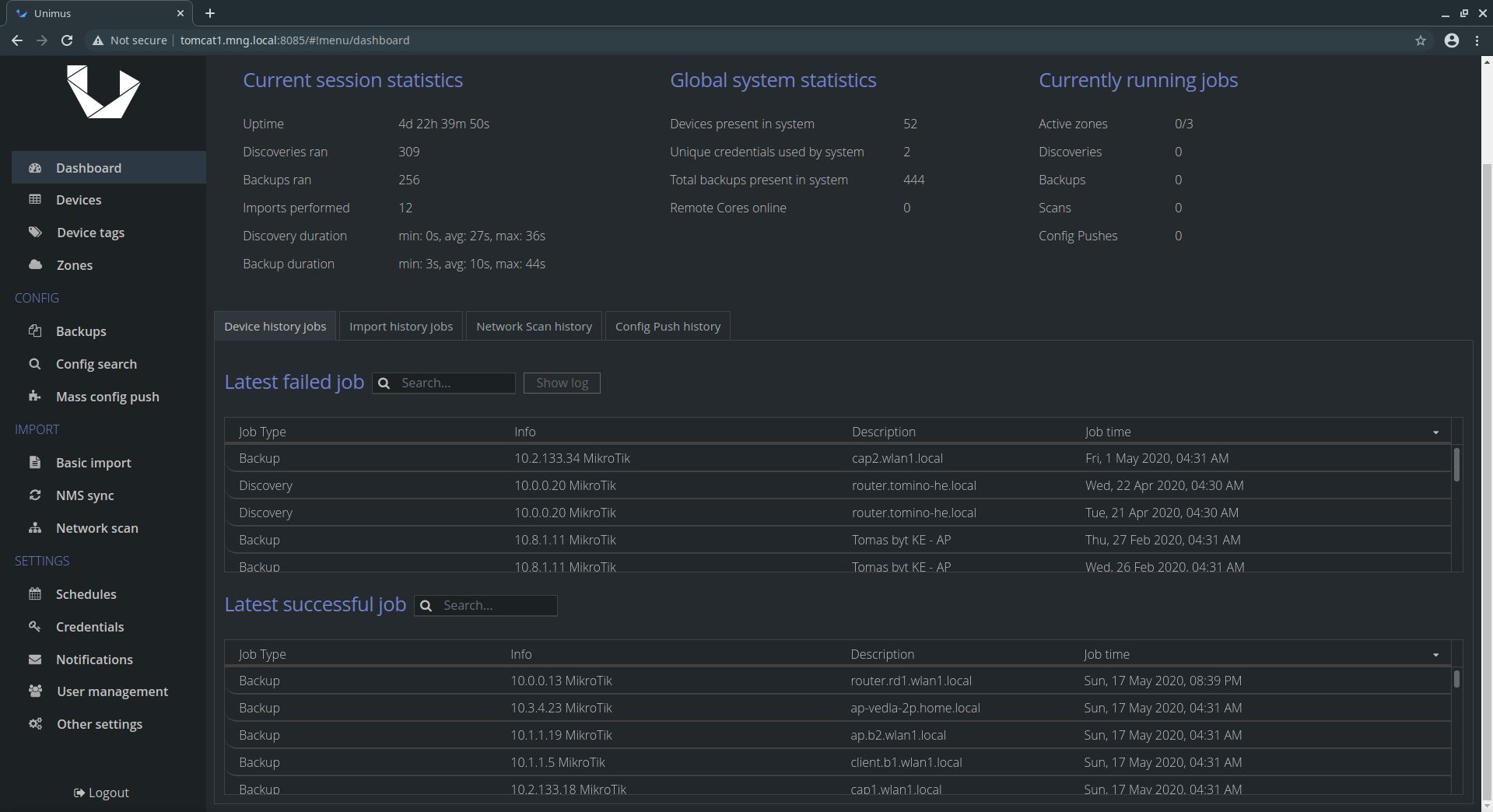 Unimus Dashboard