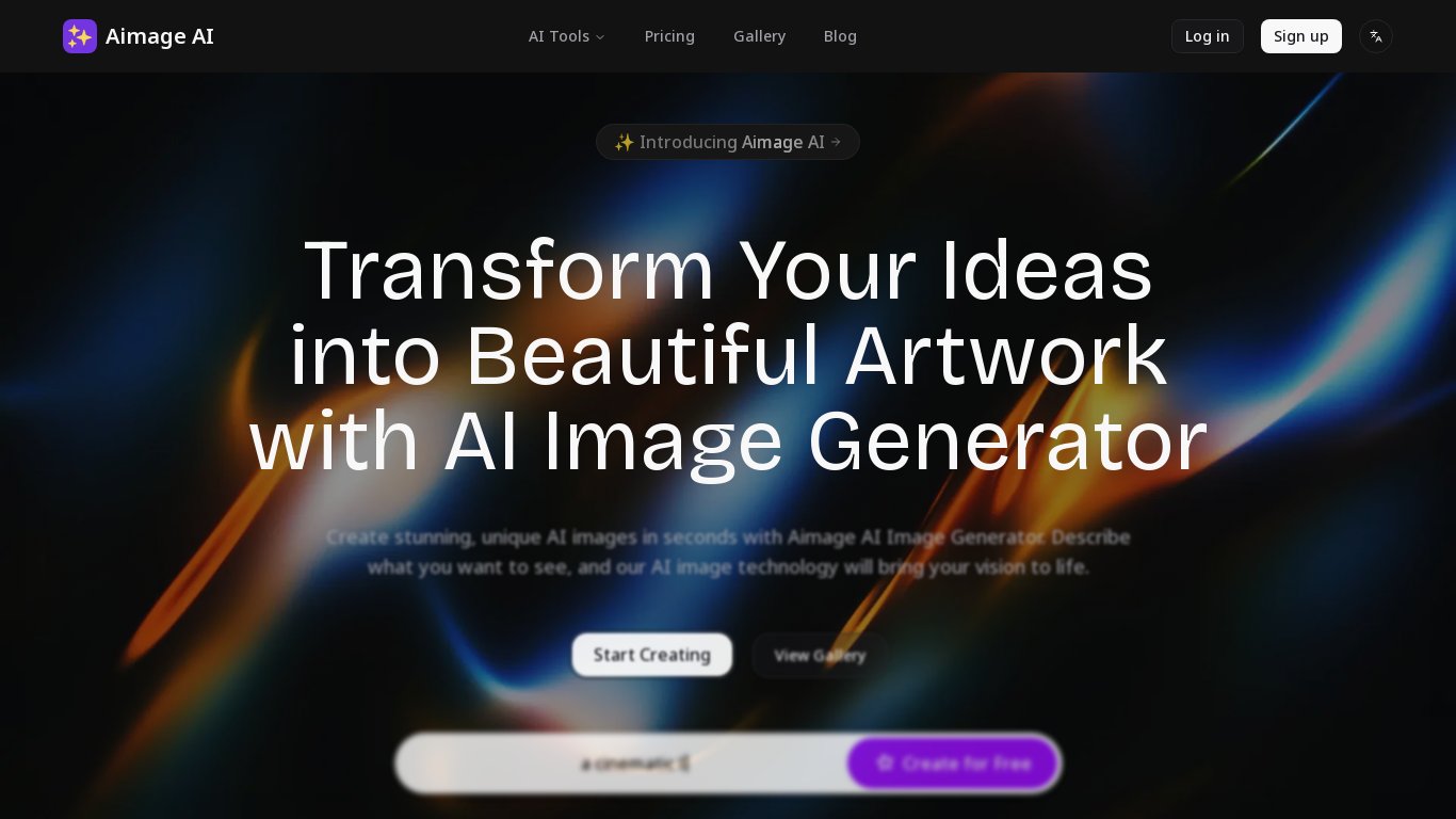 Aimage AI Landing page