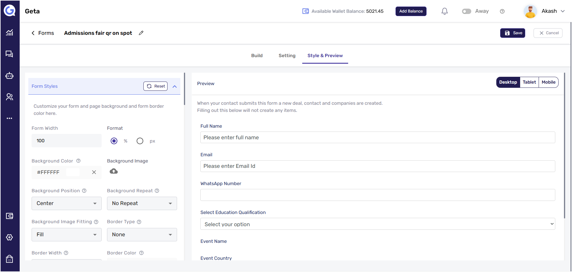 GETA.AI Web Forms