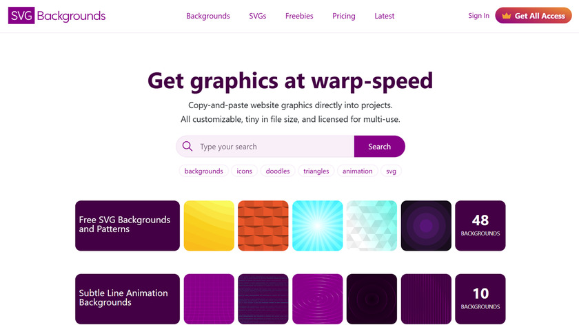 SVG Backgrounds Landing Page