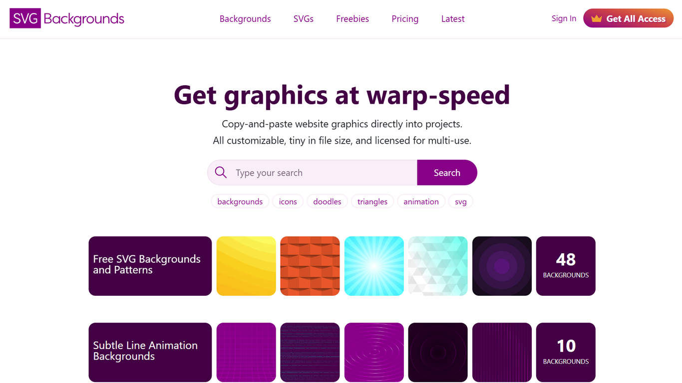 SVG Backgrounds Landing page