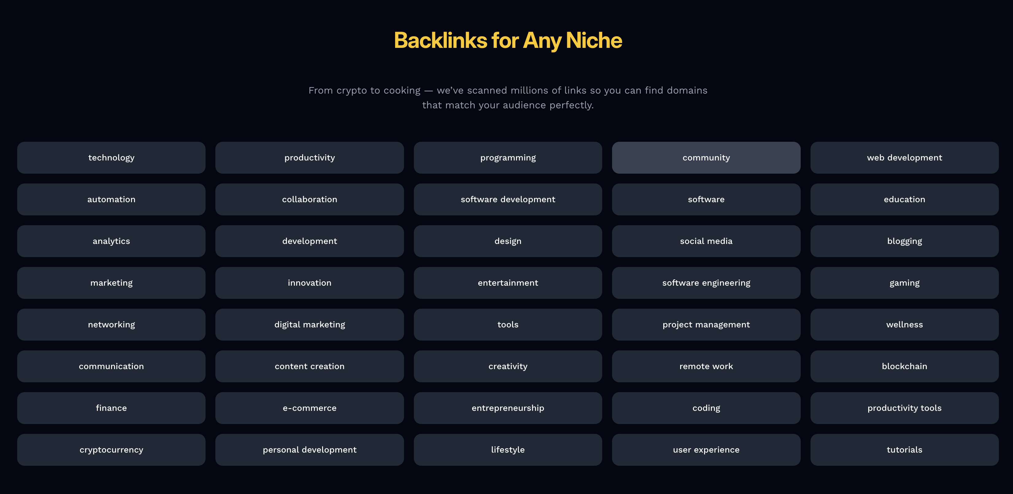 GoneDomains Backlinks for any niches