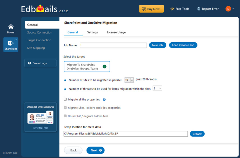 EdbMails OneDrive Migration Tool Landing Page