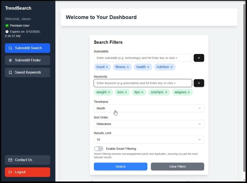 TrendSearch.indiefusion.org Landing Page