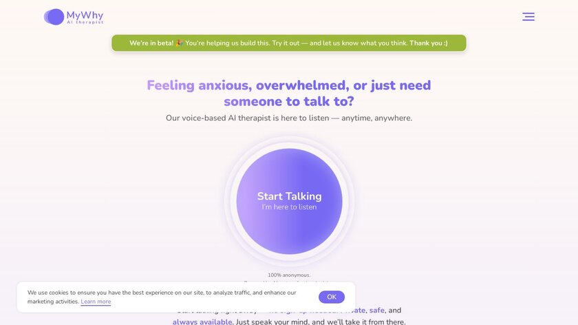 MyWhy - AI Voice Therapist Landing Page