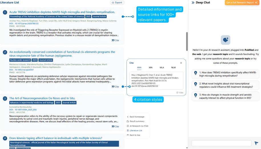 PubMed.ai Literature List