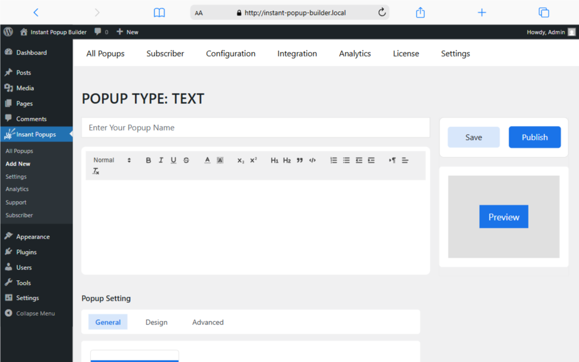 Instant Popup Builder Free Text Popup