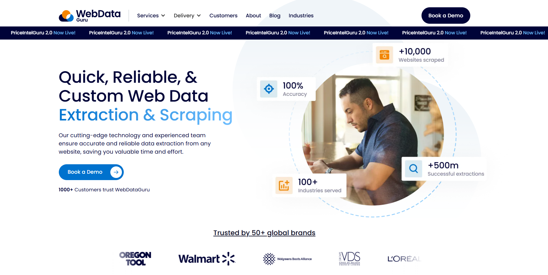Data Extraction WebDataGuru Landing Page