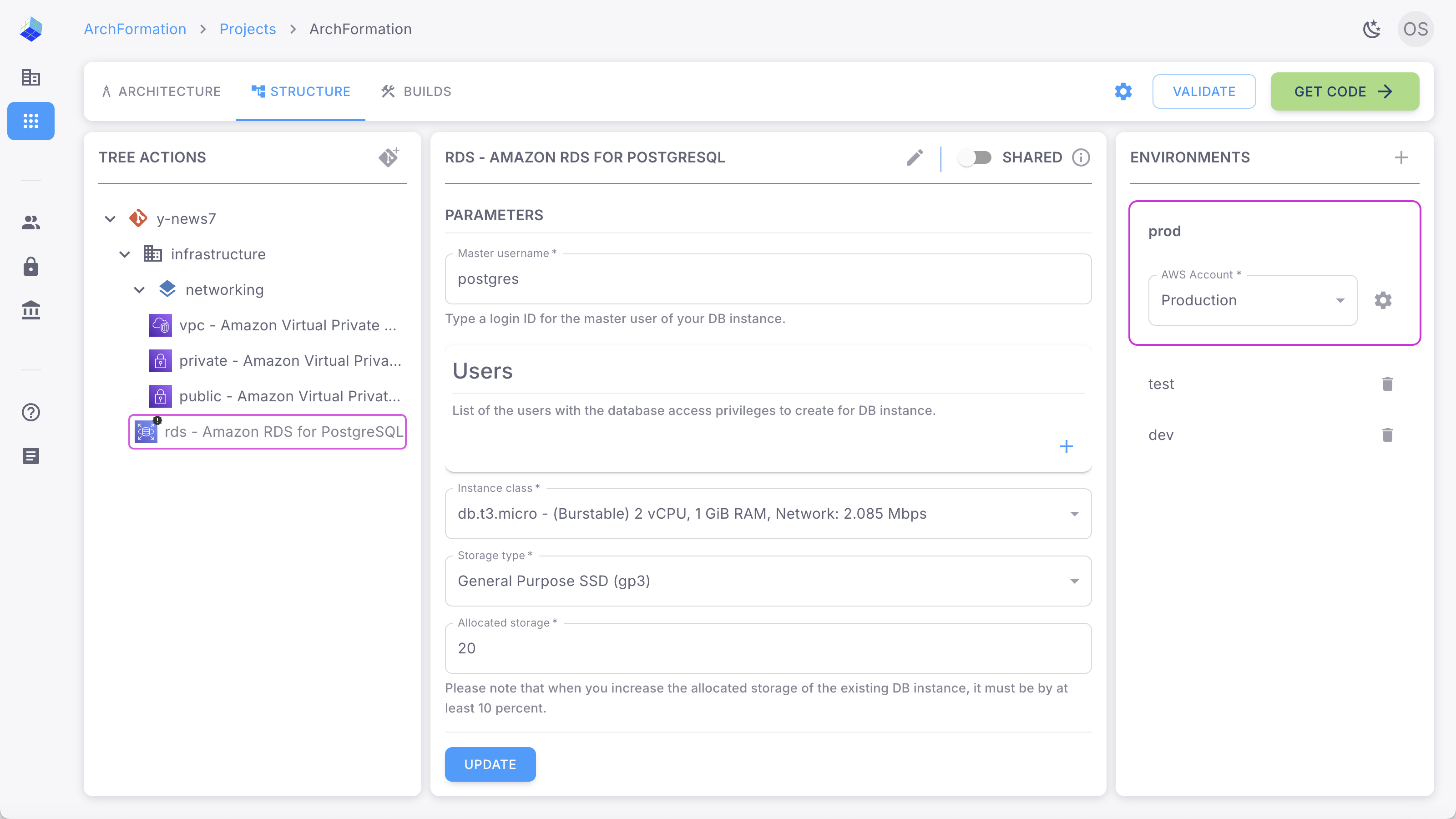 ArchFormation Manage complex environment setups per component within the same interface.