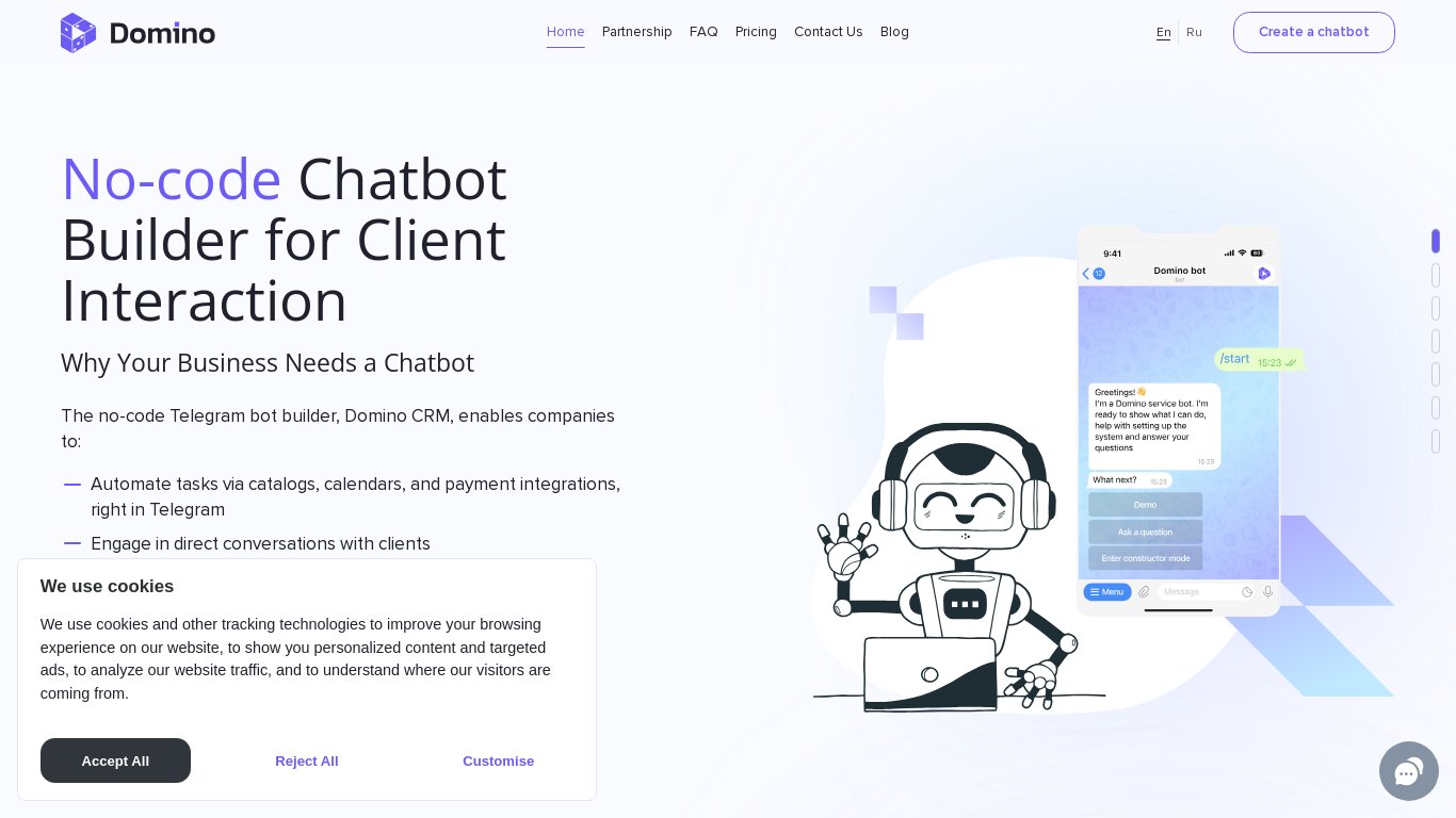 Domino CRM Landing page
