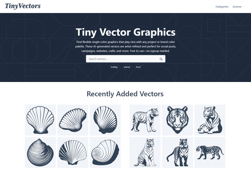 Tiny Vectors Landing Page