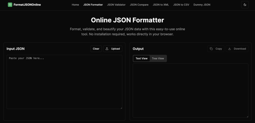 FormatJSONOnline Landing Page