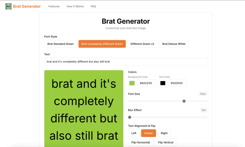Brat-Generator.pro Landing Page
