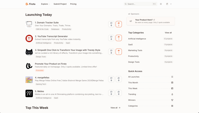 Firsto.co Landing Page