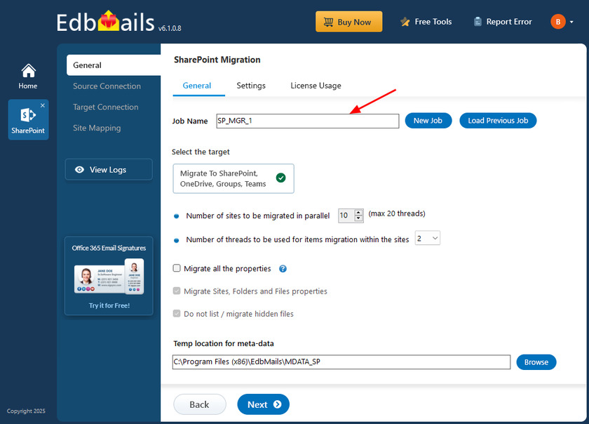 EdbMails SharePoint Migration Tool Landing Page