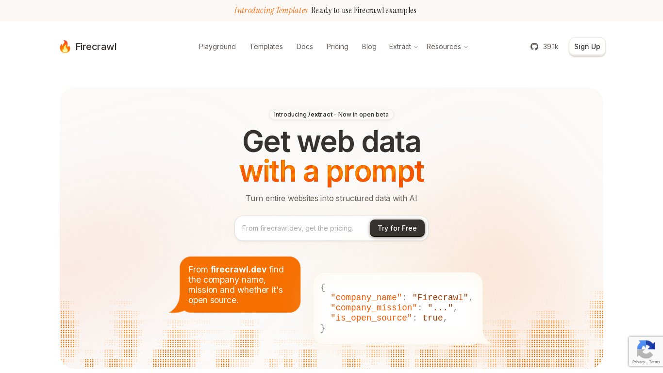 Extract by Firecrawl Landing page
