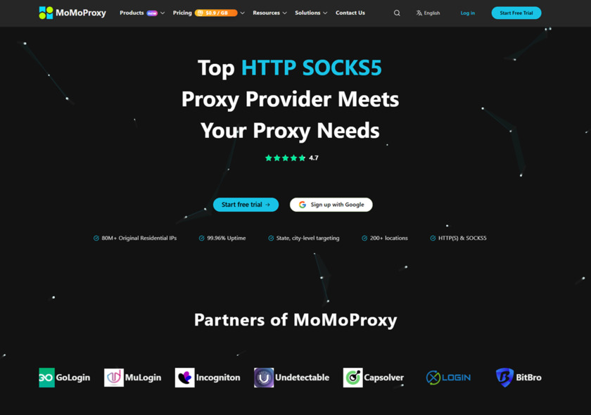MoMoProxy Landing Page