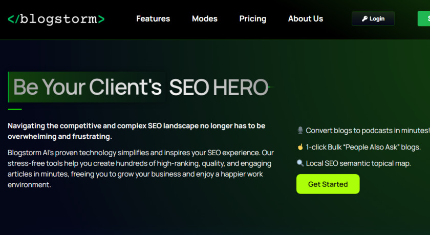 BlogStorm.ai Landing Page