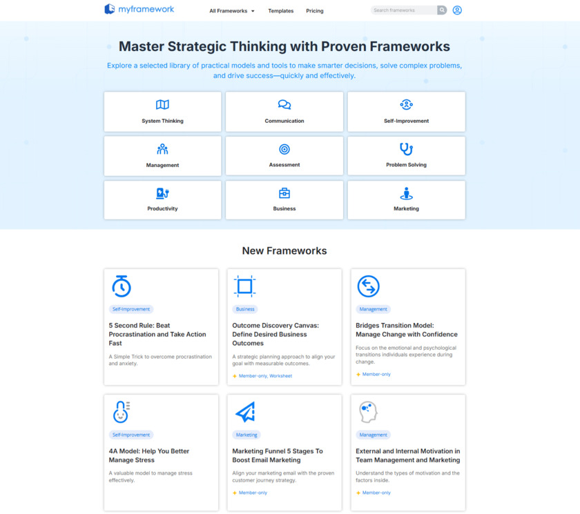 Myframework Landing Page