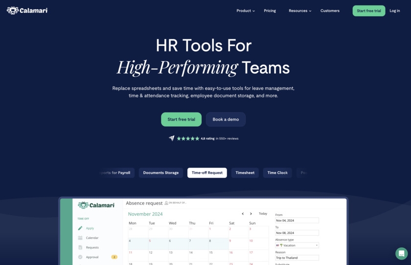 Calamari Landing Page