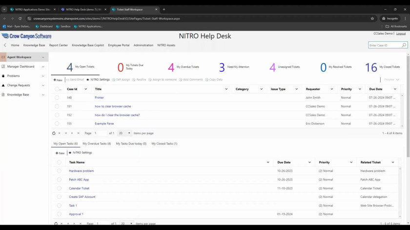NITRO Help Desk Landing Page
