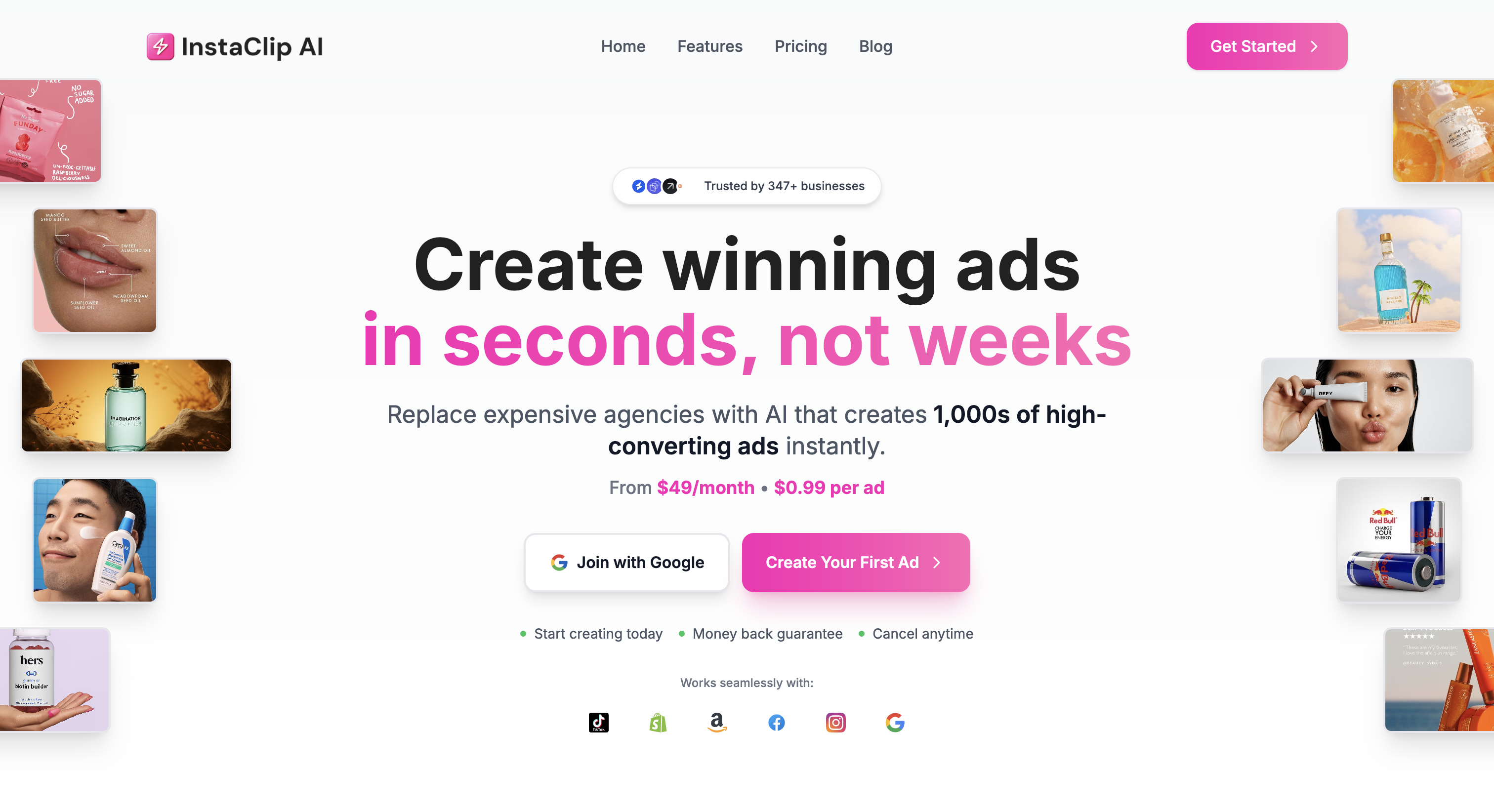 InstaClip AI Landing Page