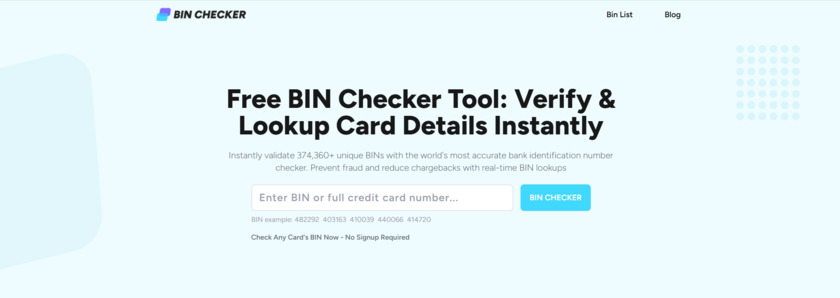 BINChecker.ai Landing Page