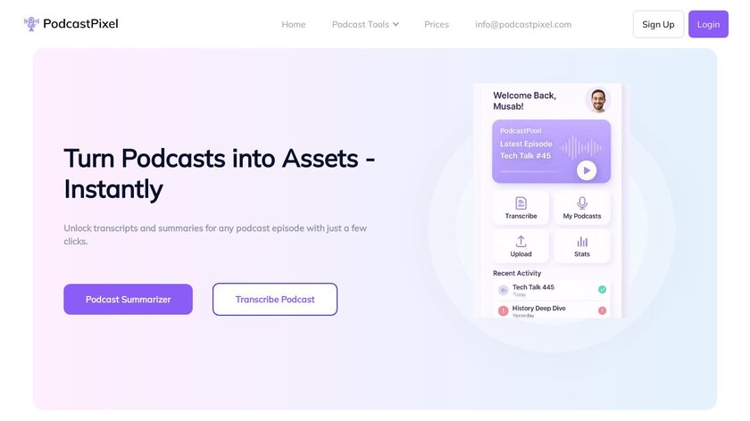 PodcastPixel Landing Page PodcastPixel Landing Page