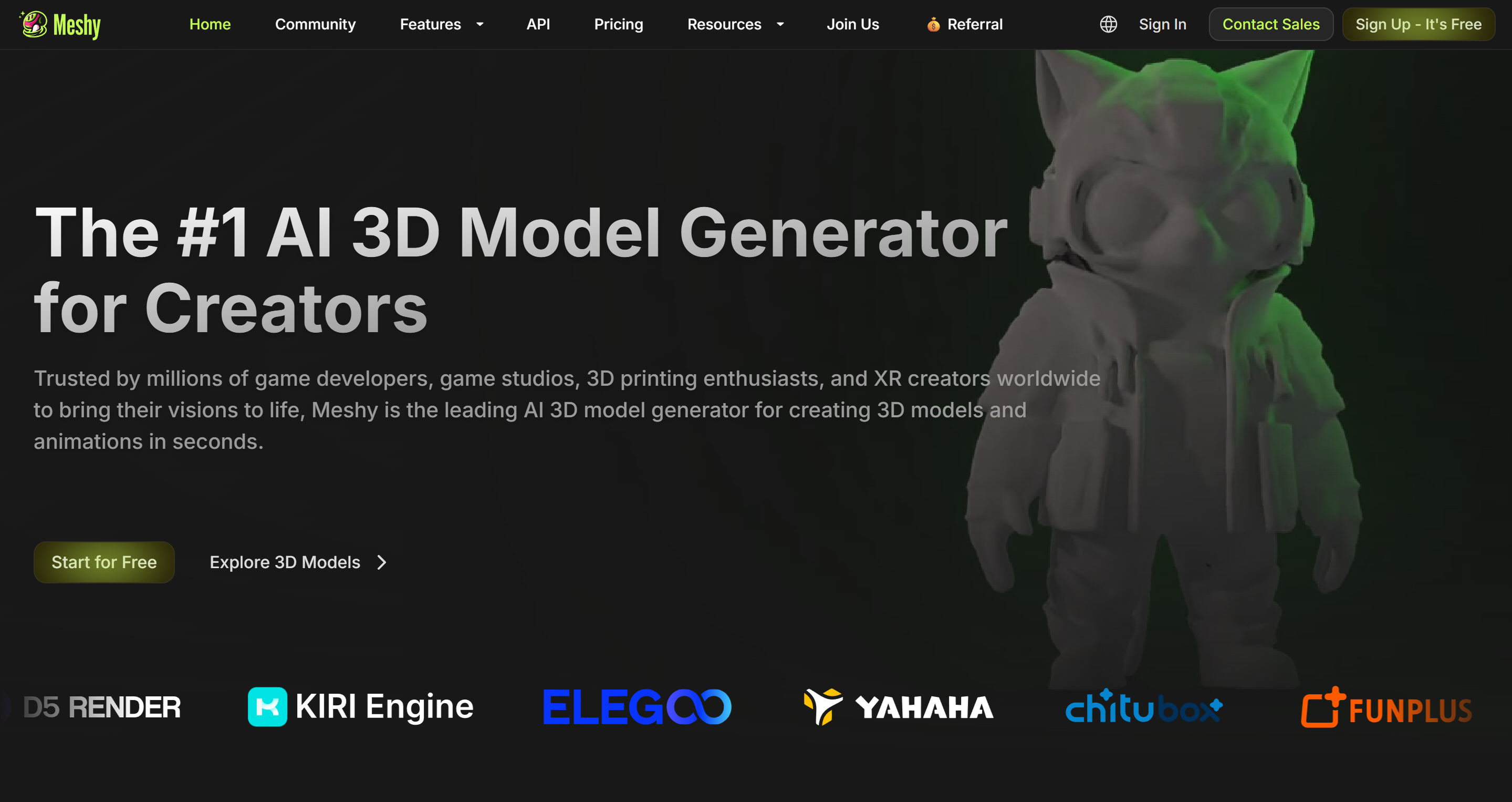 Meshy AI The #1 Al 3D Model Generator for Creators