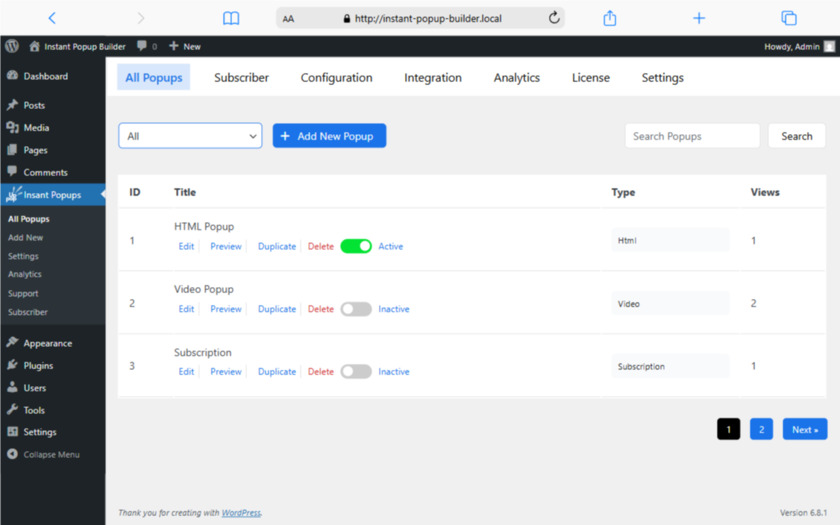 Instant Popup Builder Landing Page