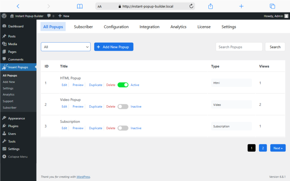 Instant Popup Builder All Popup UI